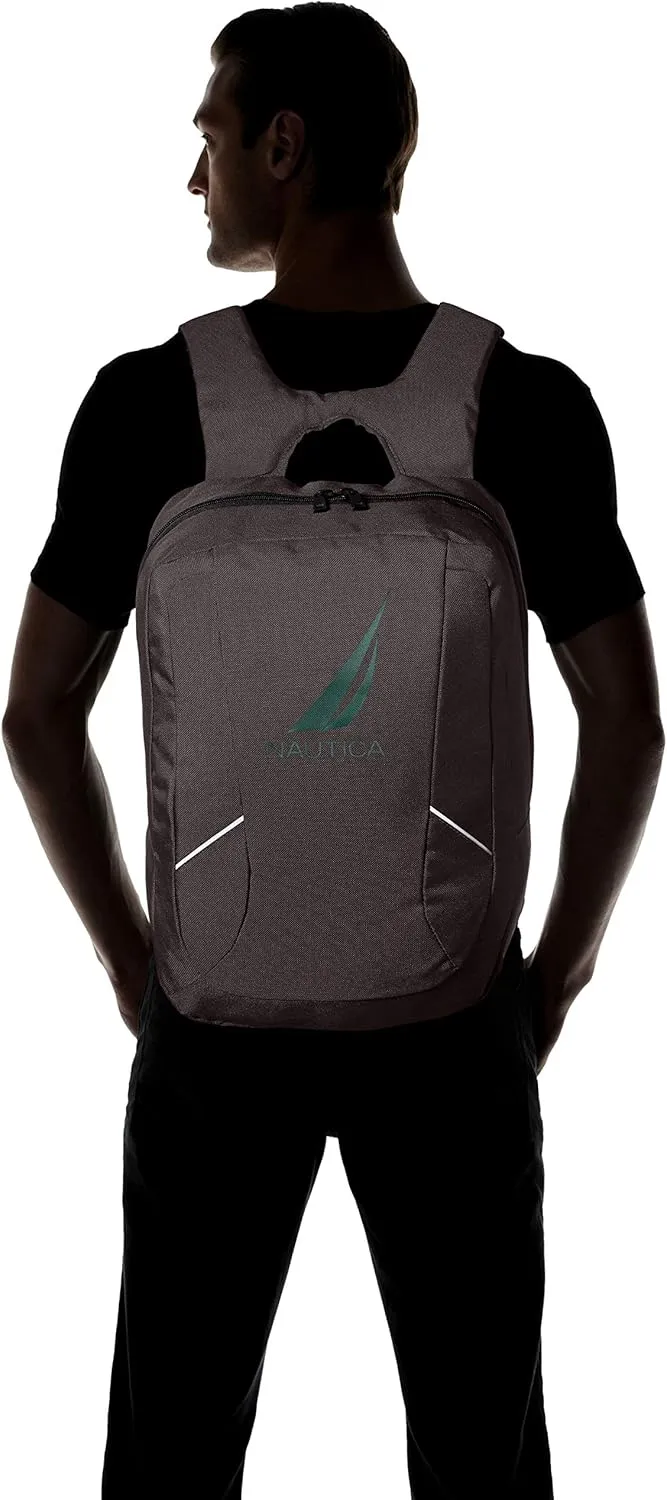 Nautica Men's J-Class Water Resistant Nylon Laptop Backpack, Gray, One Size