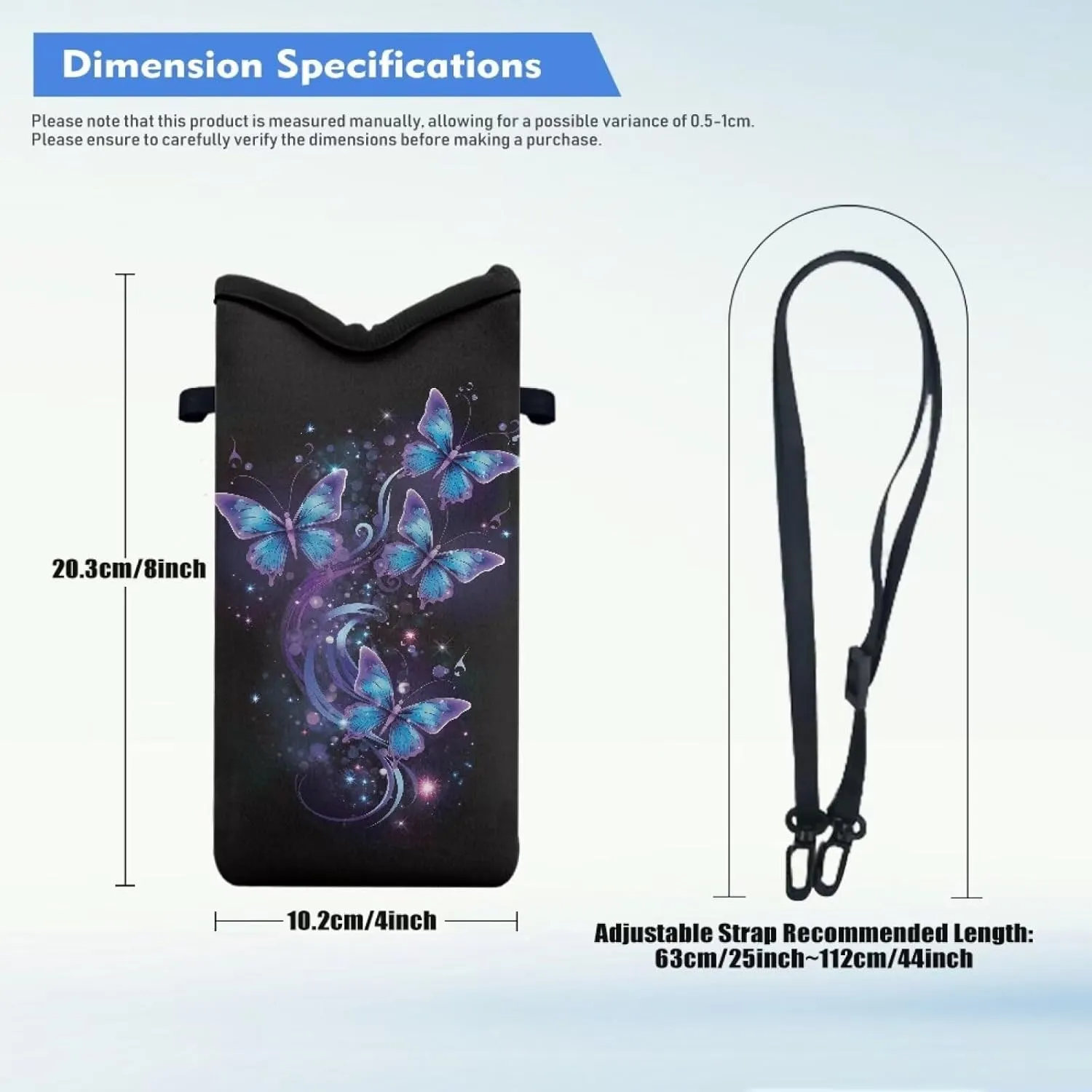 Neoprene Small Crossbody Bag with Adjustable Strap Water-Resistant Portable Cellphone Pouch for Travel, Outings