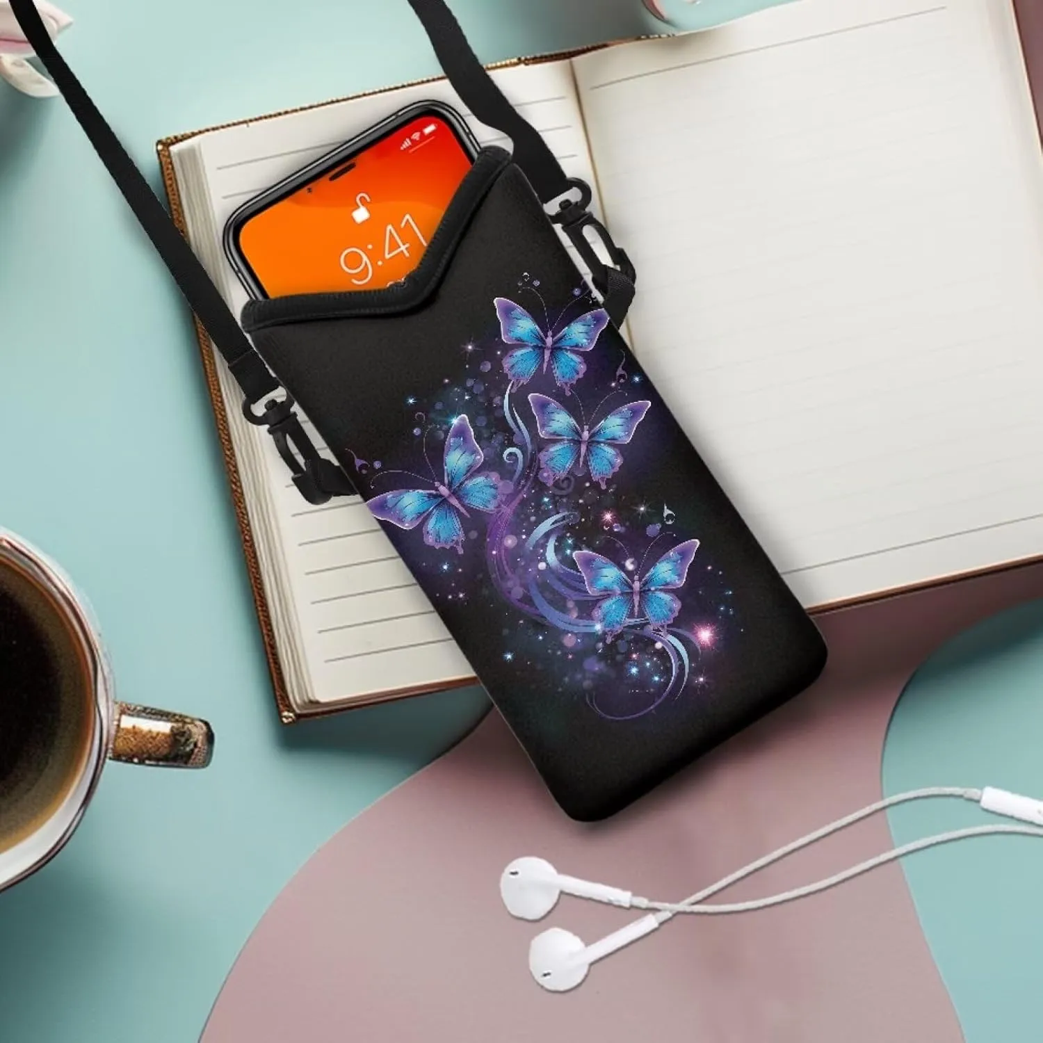 Neoprene Small Crossbody Bag with Adjustable Strap Water-Resistant Portable Cellphone Pouch for Travel, Outings