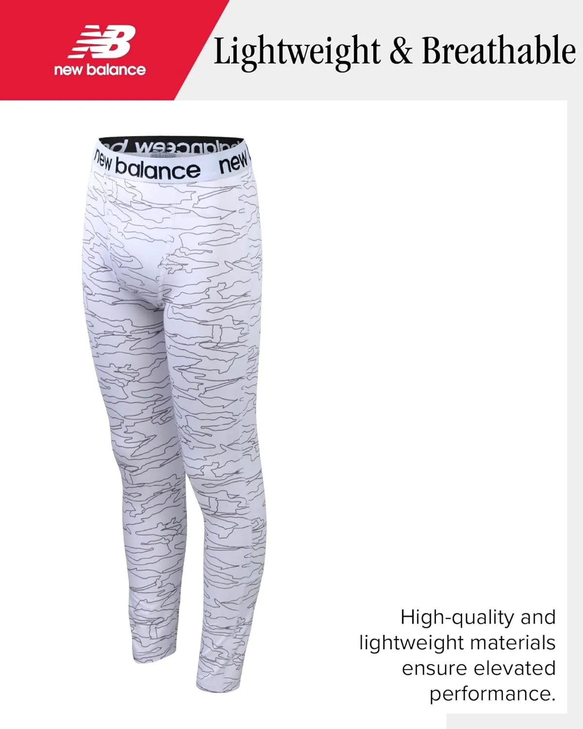 New Balance Boys' Base Layer Pants - Insulated Compression Pants for Boys - Long Underpants Leggings for Cold Weather (8-20)