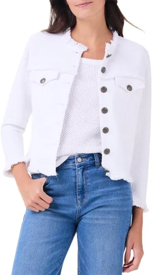NIC ZOE Women's Utility Fringe Mix Knit Jacket