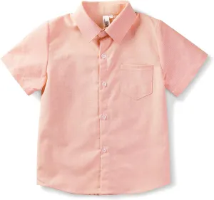 OCHENTA Boys Short Sleeve Button Down Oxford Dress Shirts Summer Casual Clothes 2T - 11 Years
