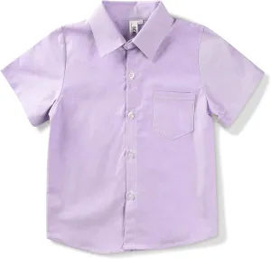 OCHENTA Boys Short Sleeve Button Down Oxford Dress Shirts Summer Casual Clothes 2T - 11 Years