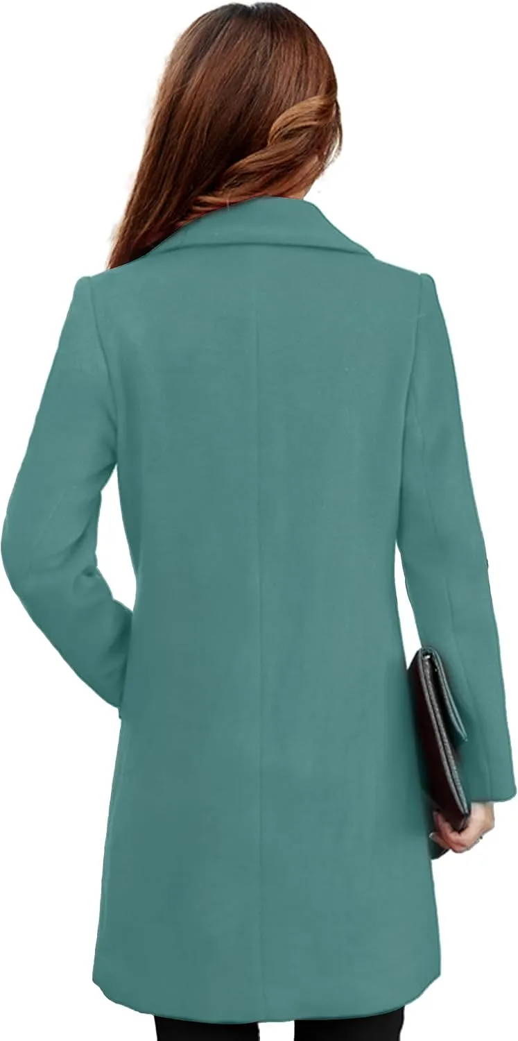 Omoone Women's Long Sleeve Slim Fit Warm Winter Wool Blend Pea Coat Overcoat