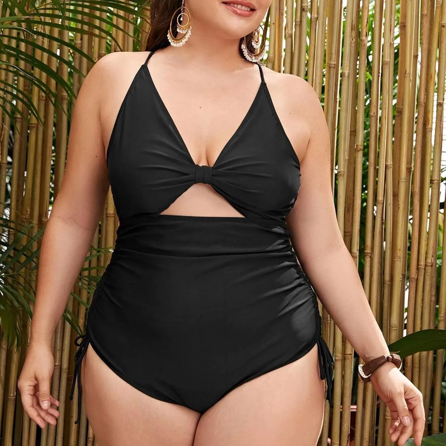 One Piece Bathing Suit Women Oversized Monokini Swimsuits Tummy Control High Cut Swimwear Cheeky Long Torso Tankini