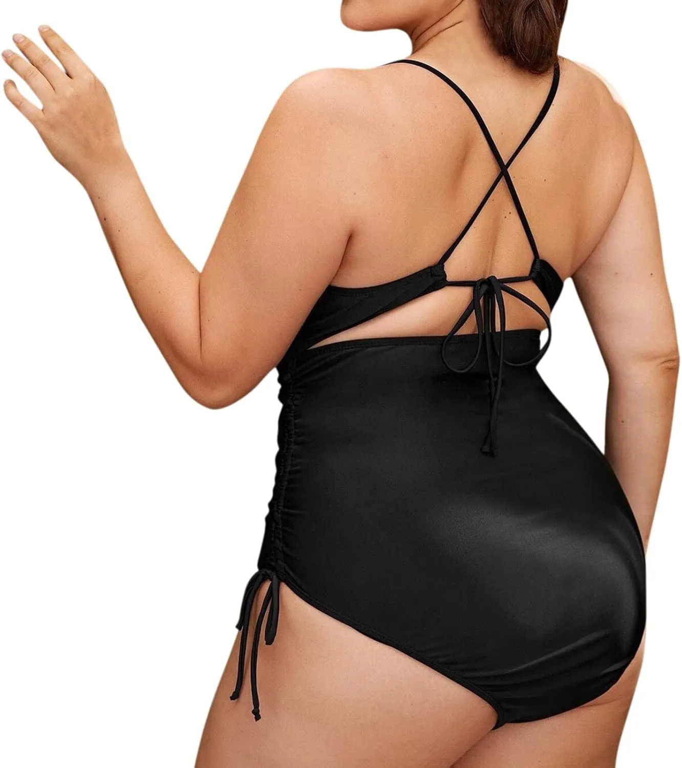 One Piece Bathing Suit Women Oversized Monokini Swimsuits Tummy Control High Cut Swimwear Cheeky Long Torso Tankini