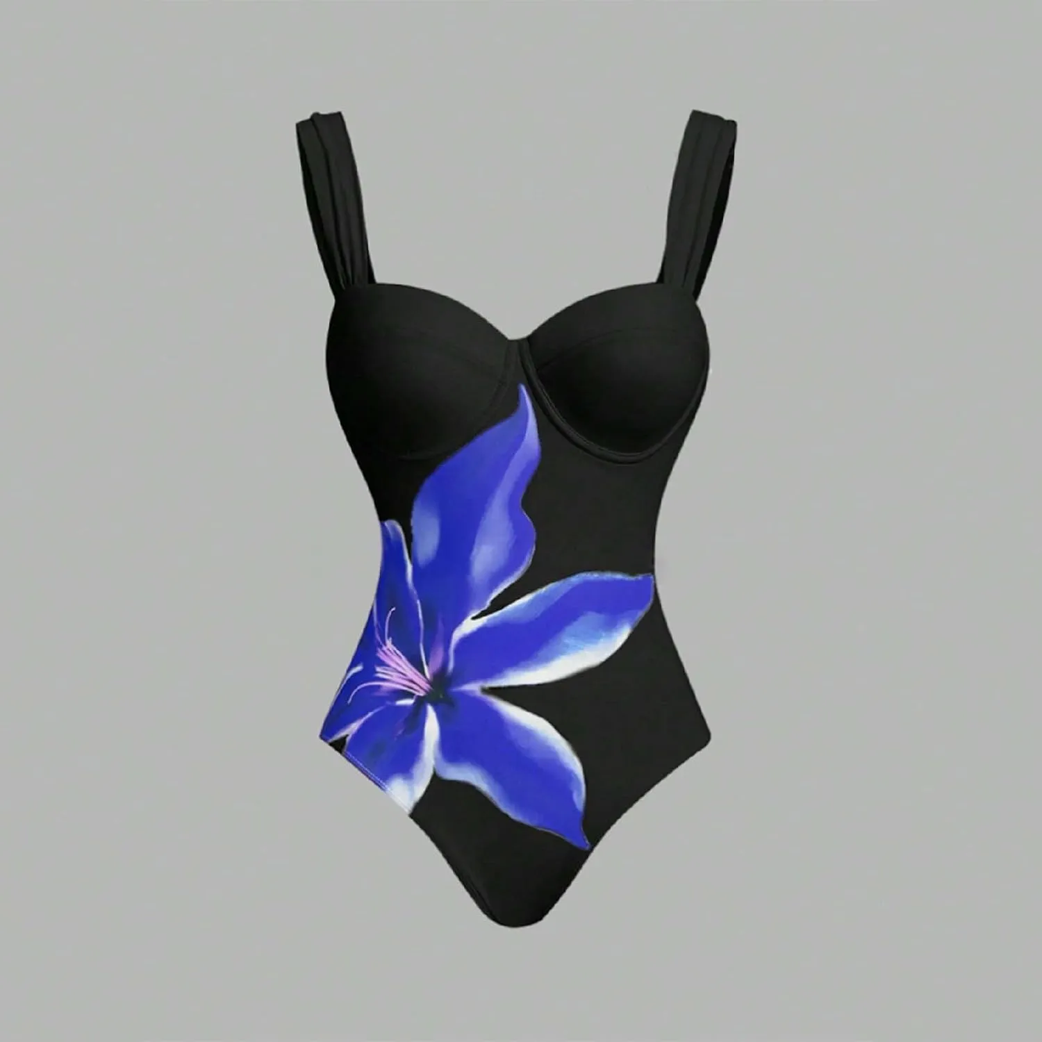 One Piece Bathing Suits for Women Floral Printed Push Up Swimsuit with Coverups Wrap Skirt 2 Piece Swimwear