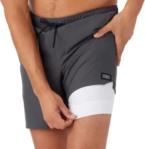 O'NEILL Men's 17 Inch Outseam Divergent Swim Trunks with Compression Liner, Elastic Waist Mens Swim Trunks, Compression Swim
