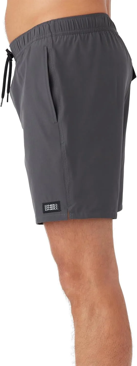 O'NEILL Men's 17 Inch Outseam Divergent Swim Trunks with Compression Liner, Elastic Waist Mens Swim Trunks, Compression Swim