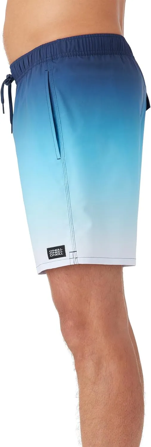 O'NEILL Men's 17 Inch Outseam Divergent Swim Trunks with Compression Liner, Elastic Waist Mens Swim Trunks, Compression Swim