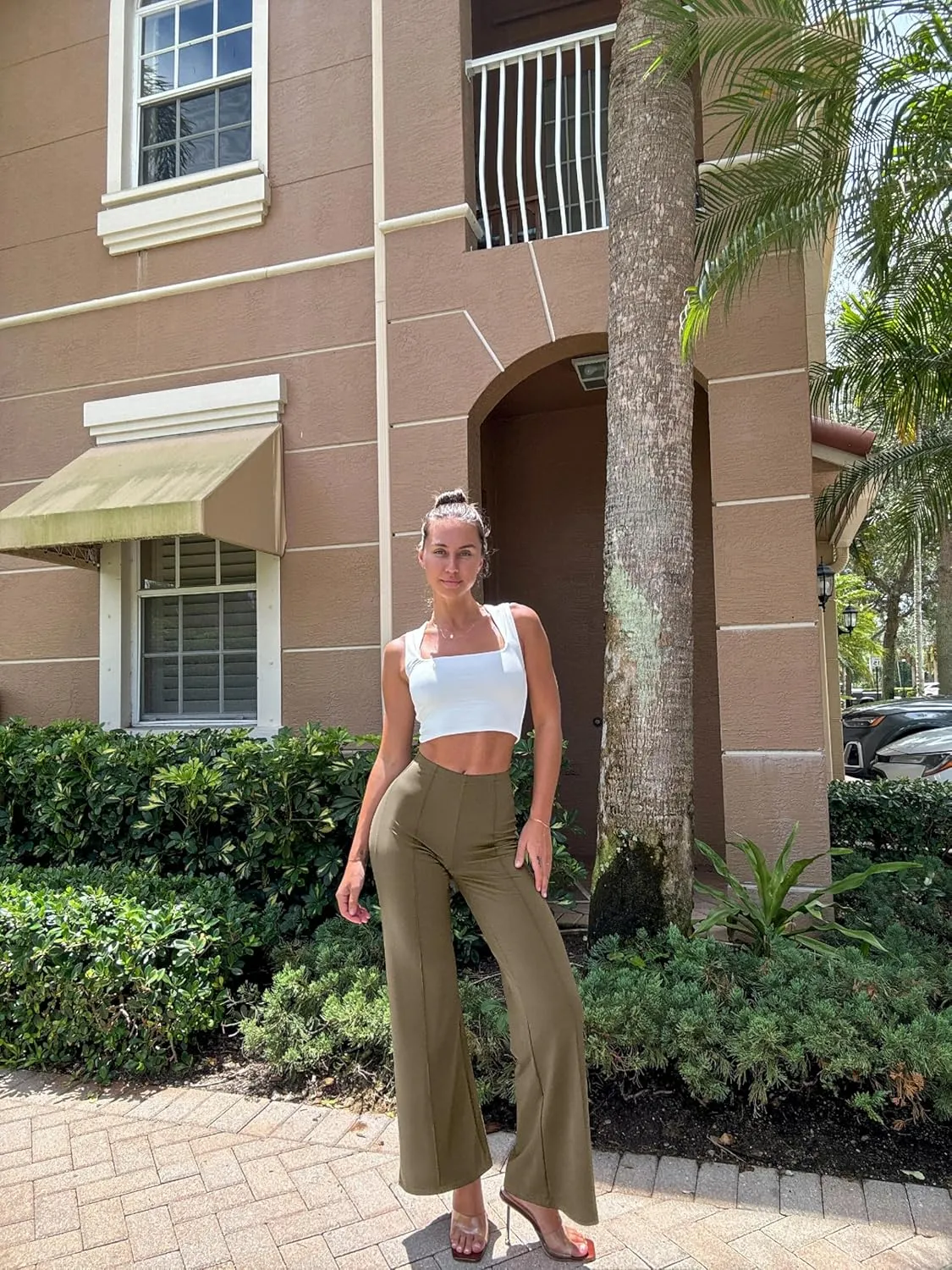 OQQ Women Wide Leg Pants High Waist Casual Pants Fall Clothes Outfits