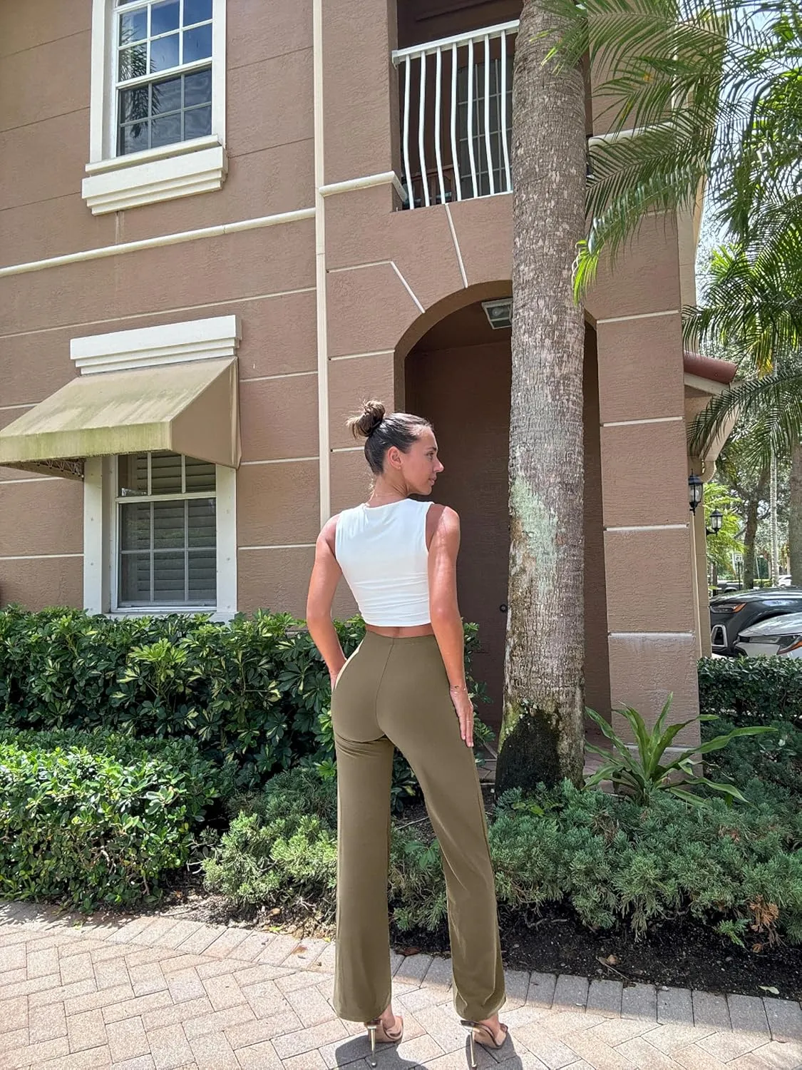 OQQ Women Wide Leg Pants High Waist Casual Pants Fall Clothes Outfits