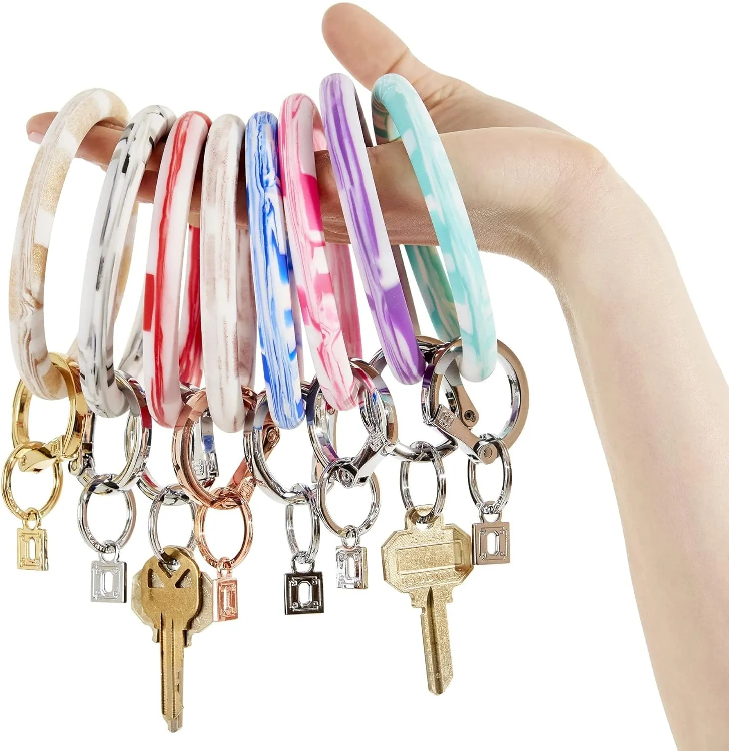 Original Silicone Big O Key Ring Bracelet Keychain  Marble Collection, Durable & Stylish