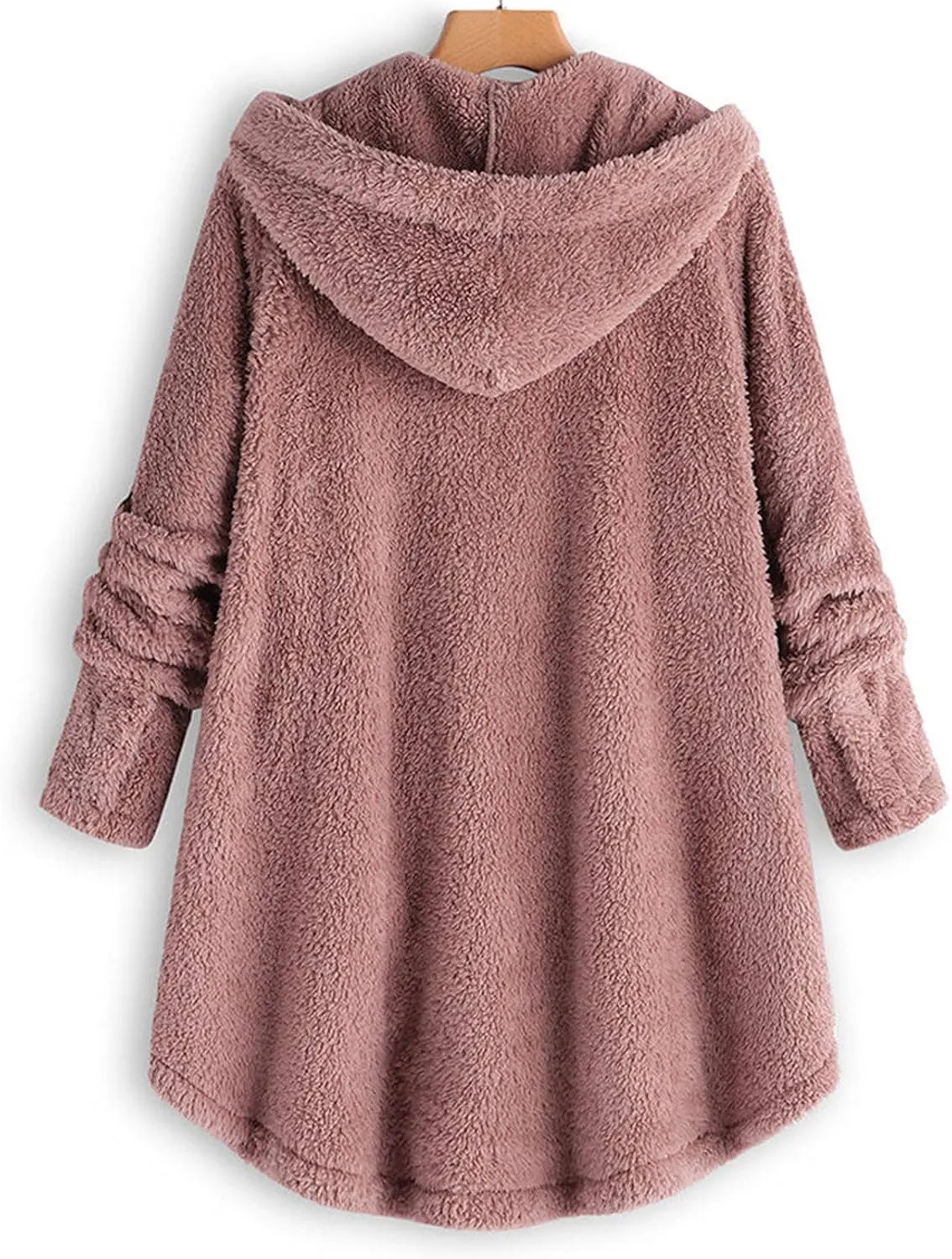 Oversized Sherpa Sweatshirt Fuzzy Fleece Soft Warm Pullover Sweater Button Hoodie Pocket Plush Coat