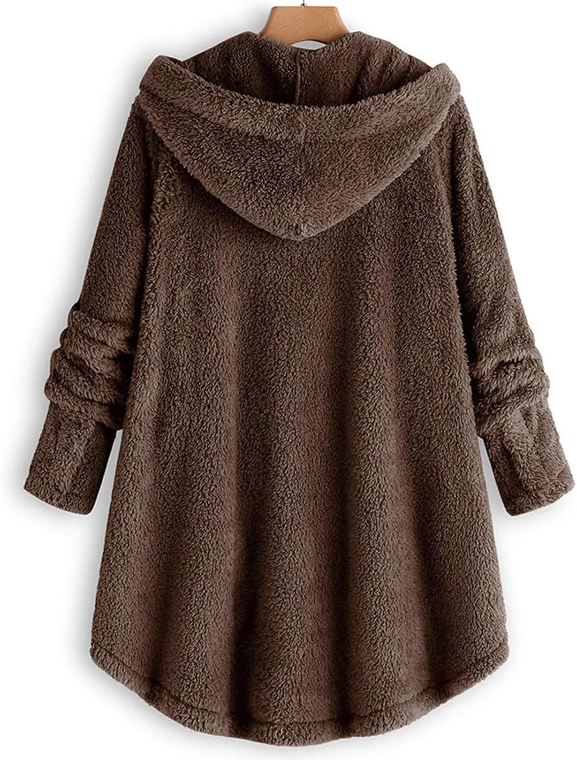 Oversized Sherpa Sweatshirt Fuzzy Fleece Soft Warm Pullover Sweater Button Hoodie Pocket Plush Coat