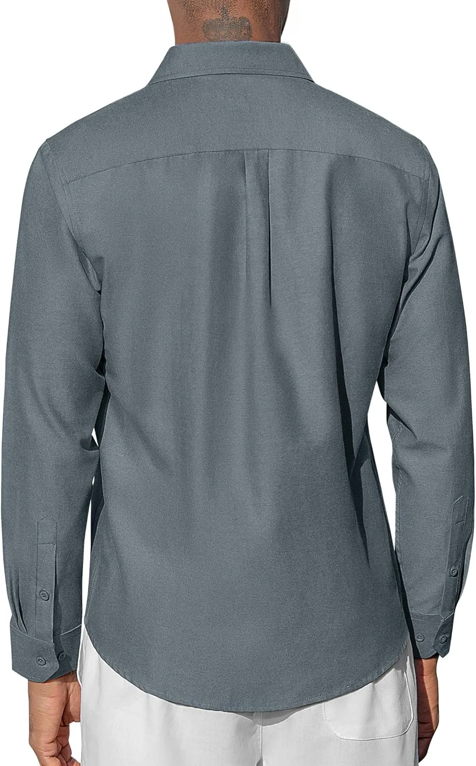 Oxford Dress Shirts for Men Long Sleeve Oxford Casual Dress Button Down Shirts Contrast Button Shirts with Pocket