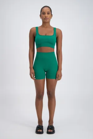 Palermo Seamless Rib Knit Crop Top Green