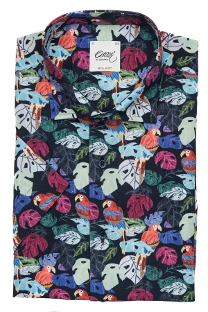 Parrot printed short sleeve regular fit shirt