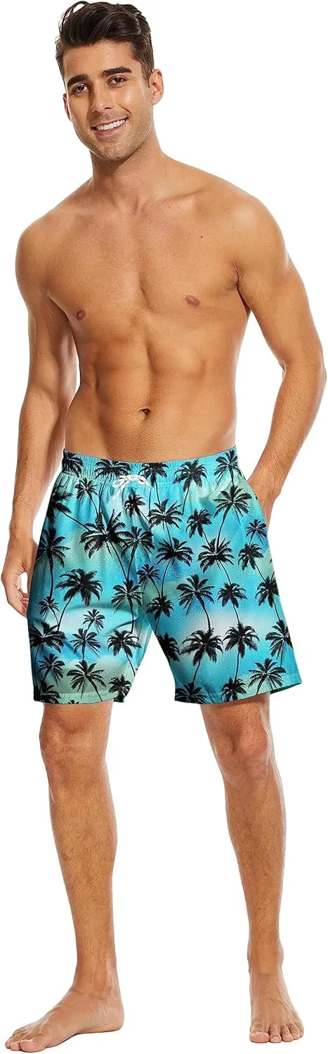 Partrest American Flag Men's Swim Trunks with Compression Liner USA Flag Swimming Trunks Board Shorts with Pocket Swim Shorts