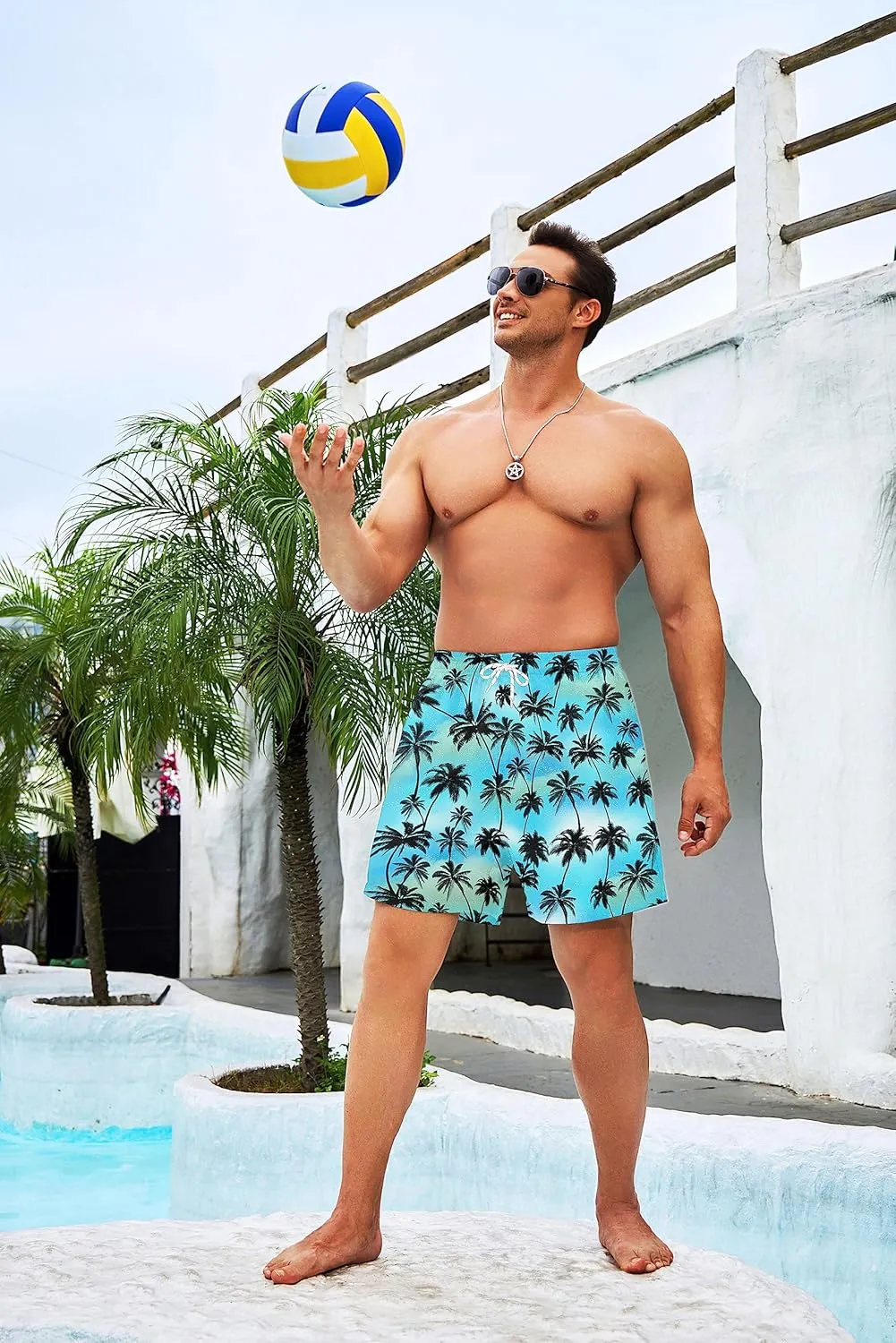 Partrest American Flag Men's Swim Trunks with Compression Liner USA Flag Swimming Trunks Board Shorts with Pocket Swim Shorts