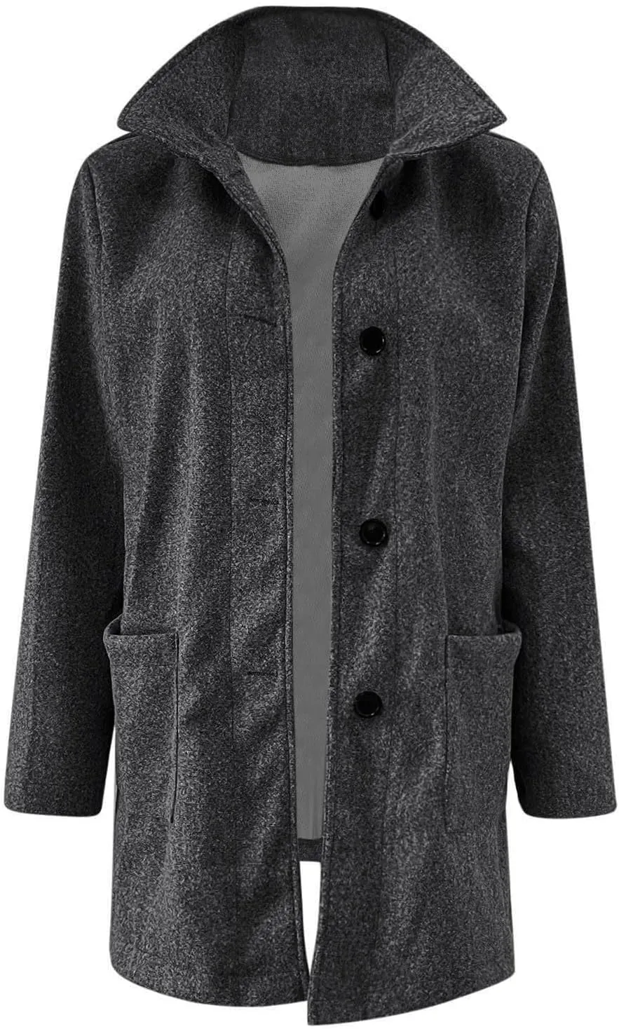 Pea Coats for Women Women Winter Long Wool Blend Peacoat Stand Collar Single Breast Thicken Blazer Jacket