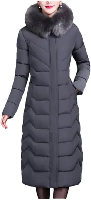 Pegsmio Down Cotton Padded Coat For Women Long Hooded Collar Parkas Middle-Aged Elderly Mother Winter Jacket