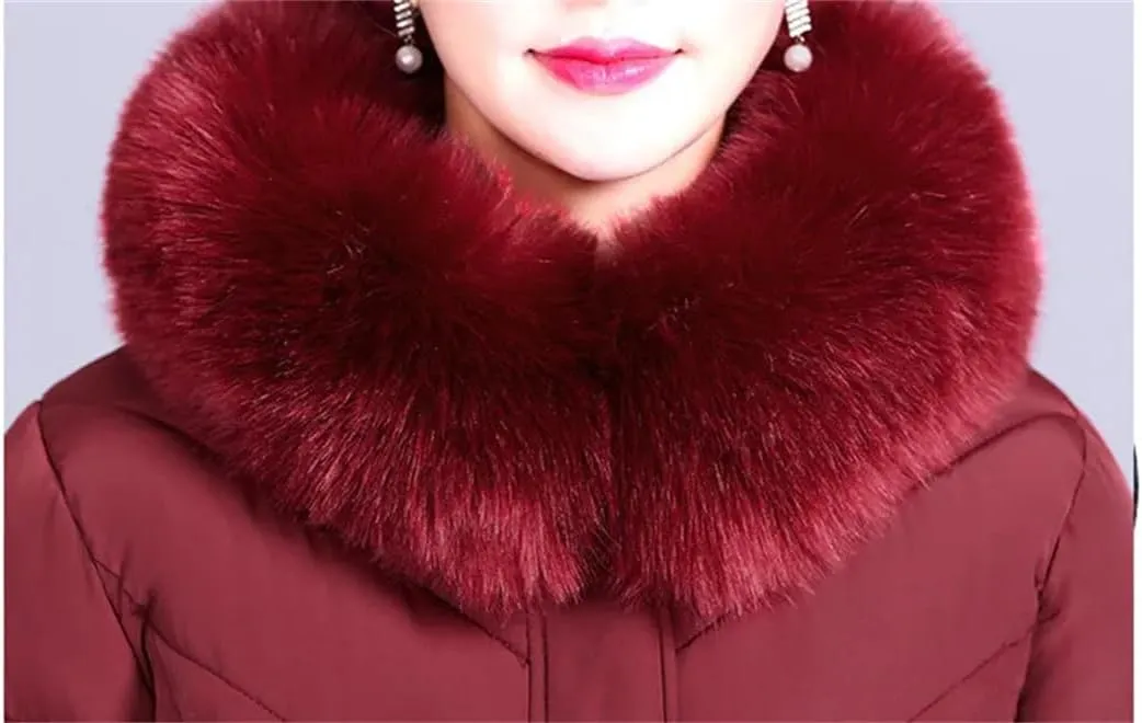 Pegsmio Down Cotton Padded Coat For Women Long Hooded Collar Parkas Middle-Aged Elderly Mother Winter Jacket