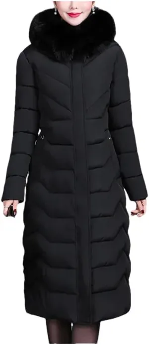 Pegsmio Down Cotton Padded Coat For Women Long Hooded Collar Parkas Middle-Aged Elderly Mother Winter Jacket