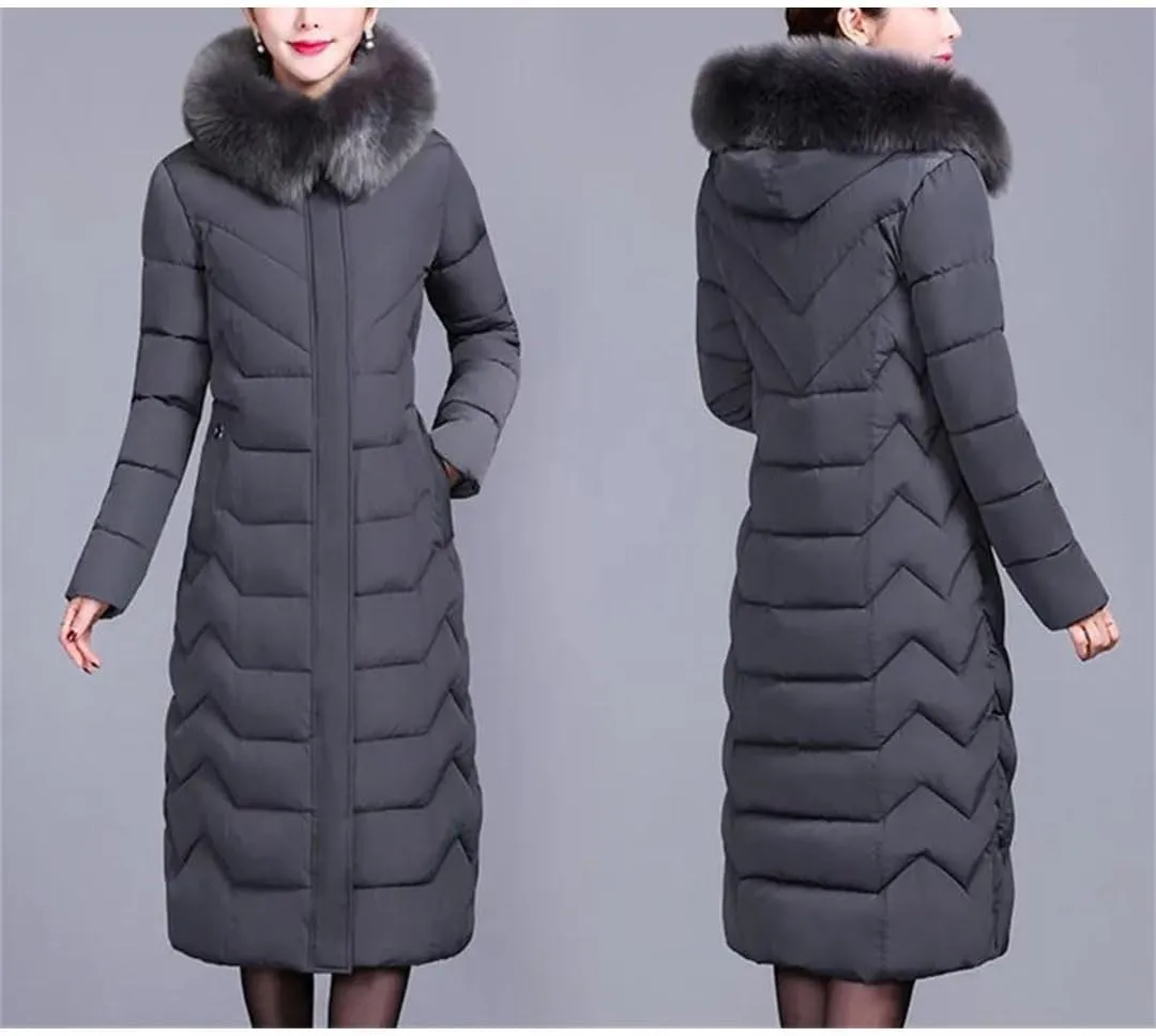 Pegsmio Down Cotton Padded Coat For Women Long Hooded Collar Parkas Middle-Aged Elderly Mother Winter Jacket