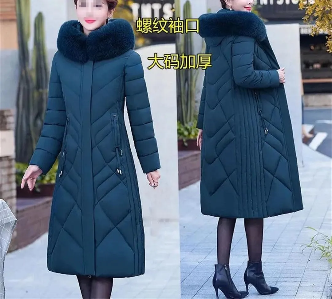 Pegsmio Middle-Aged Women's Winter Cotton Coat Mother's Down Cotton Padded Jackets Warm Thick Parkas