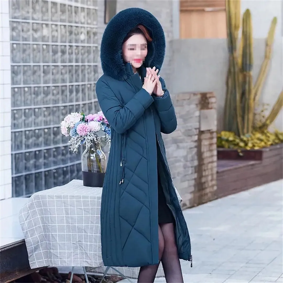 Pegsmio Middle-Aged Women's Winter Cotton Coat Mother's Down Cotton Padded Jackets Warm Thick Parkas