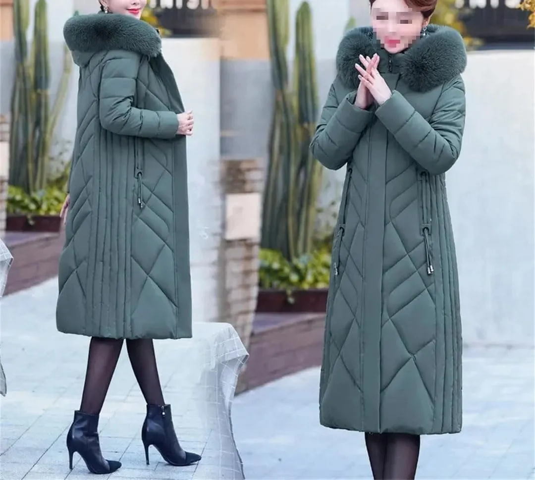 Pegsmio Middle-Aged Women's Winter Cotton Coat Mother's Down Cotton Padded Jackets Warm Thick Parkas