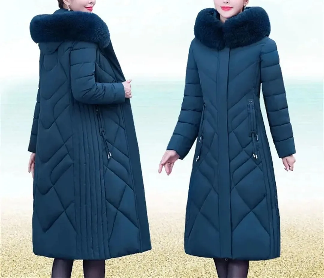 Pegsmio Middle-Aged Women's Winter Cotton Coat Mother's Down Cotton Padded Jackets Warm Thick Parkas
