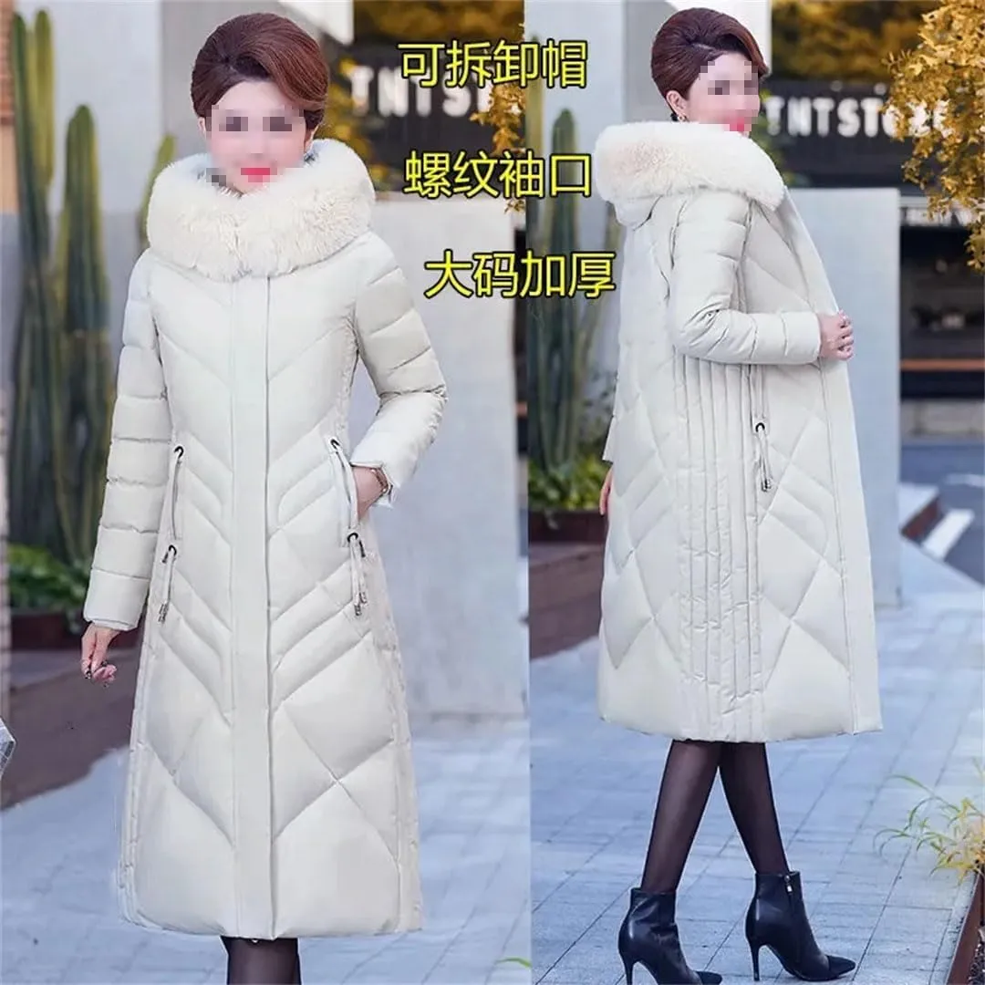 Pegsmio Middle-Aged Women's Winter Cotton Coat Mother's Down Cotton Padded Jackets Warm Thick Parkas