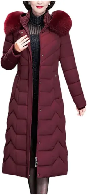 Pegsmio Thicken Warm Parkas Hooded Winter Jacket Women Long Cotton-Padded Middle Aged Mother Coat