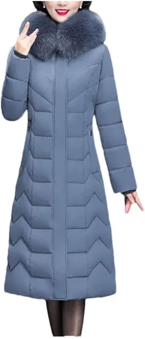 Pegsmio Thicken Warm Parkas Hooded Winter Jacket Women Long Cotton-Padded Middle Aged Mother Coat