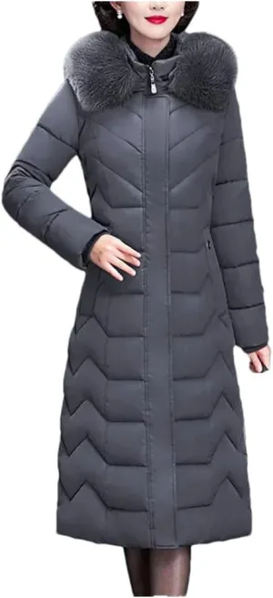 Pegsmio Thicken Warm Parkas Hooded Winter Jacket Women Long Cotton-Padded Middle Aged Mother Coat