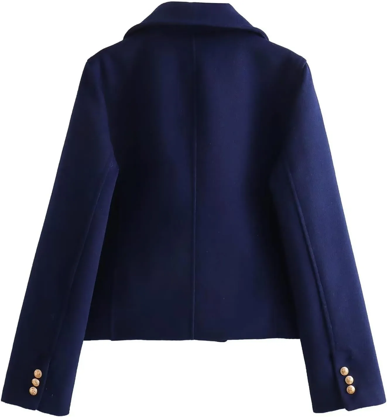 Perbai Women's Cropped Trench Coat Double Breasted Notched Lapel Peacoats Wool Blend Jacket with Pockets