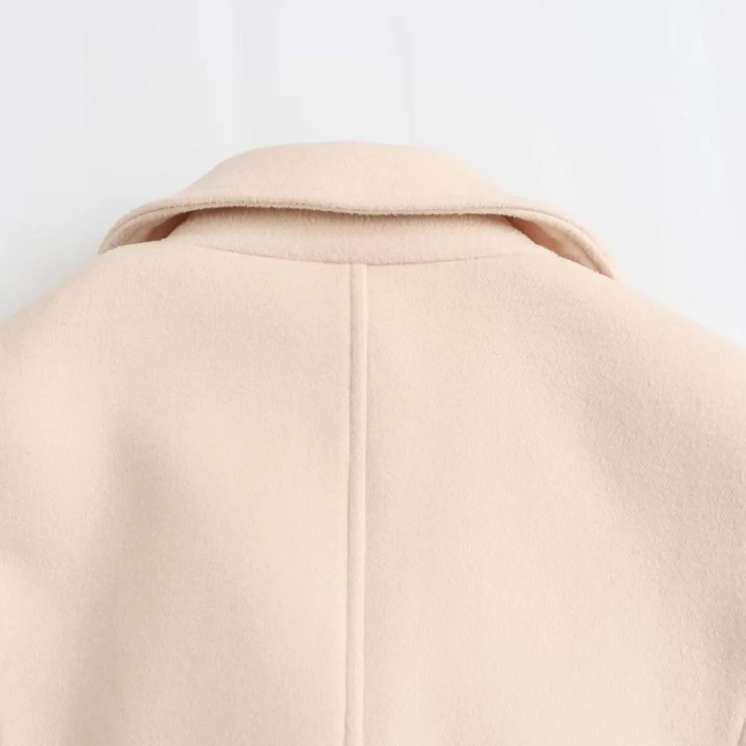 Perbai Women's Cropped Trench Coat Double Breasted Notched Lapel Peacoats Wool Blend Jacket with Pockets