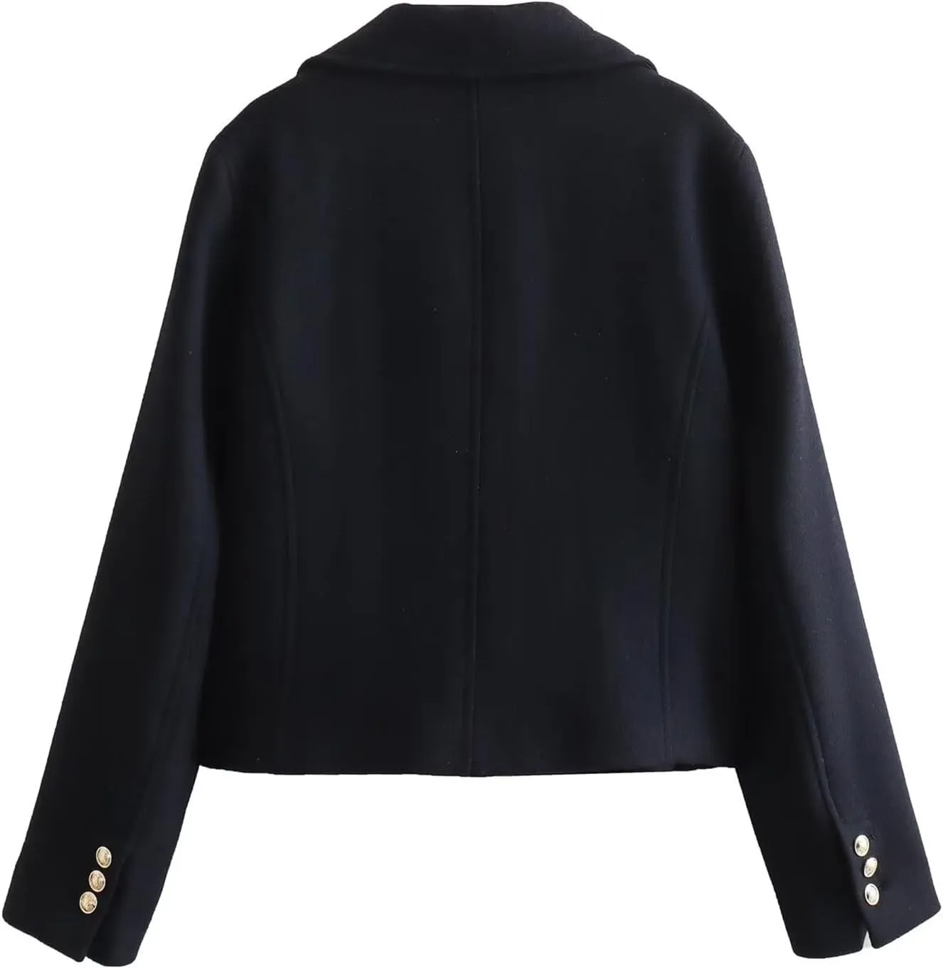 Perbai Women's Cropped Trench Coat Double Breasted Notched Lapel Peacoats Wool Blend Jacket with Pockets