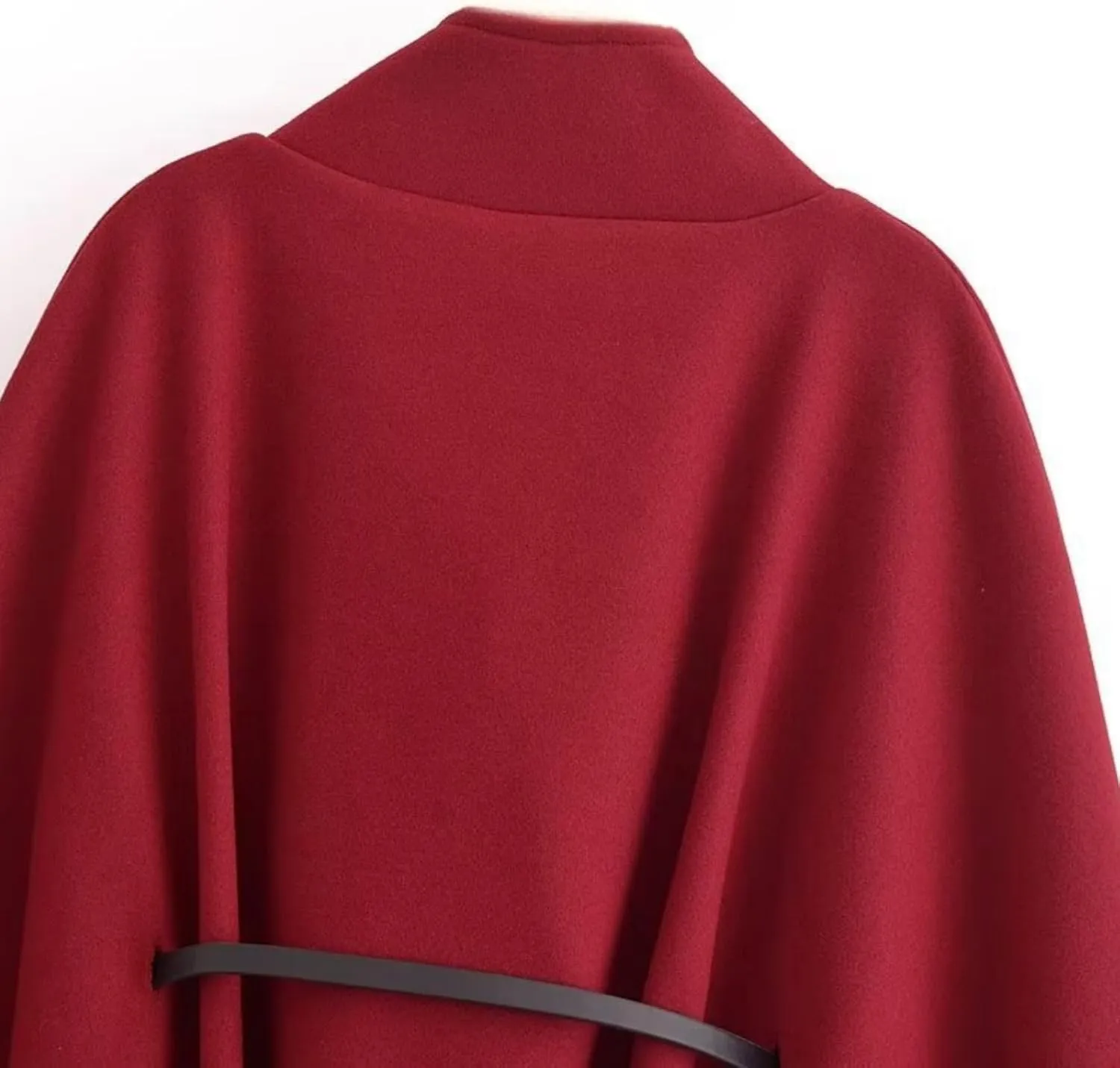 Perbai Women's Elegant Batwing Oversized Wool Blend Poncho Jacket Belted Winter Wrap Cloak Overcoat