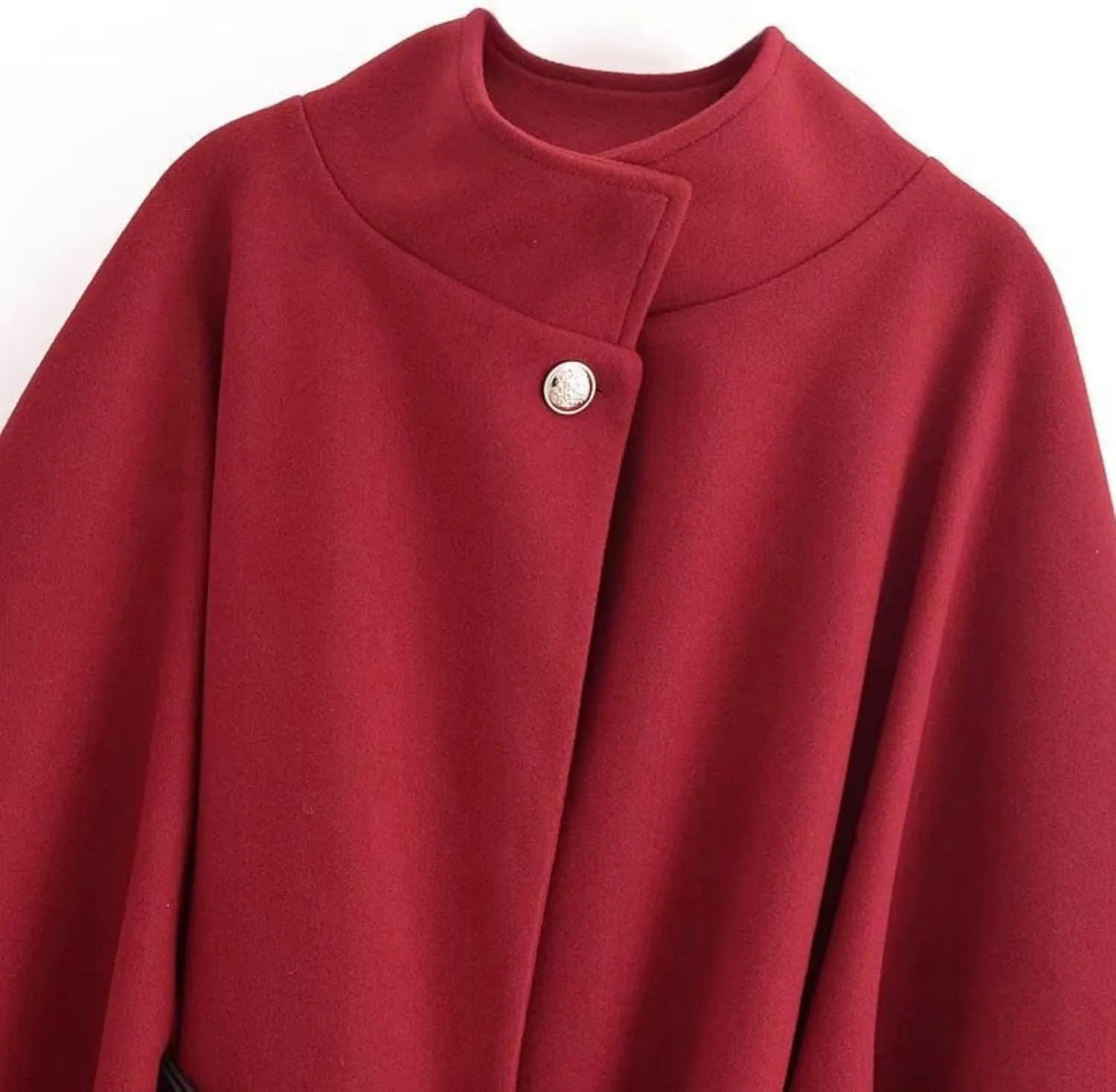 Perbai Women's Elegant Batwing Oversized Wool Blend Poncho Jacket Belted Winter Wrap Cloak Overcoat