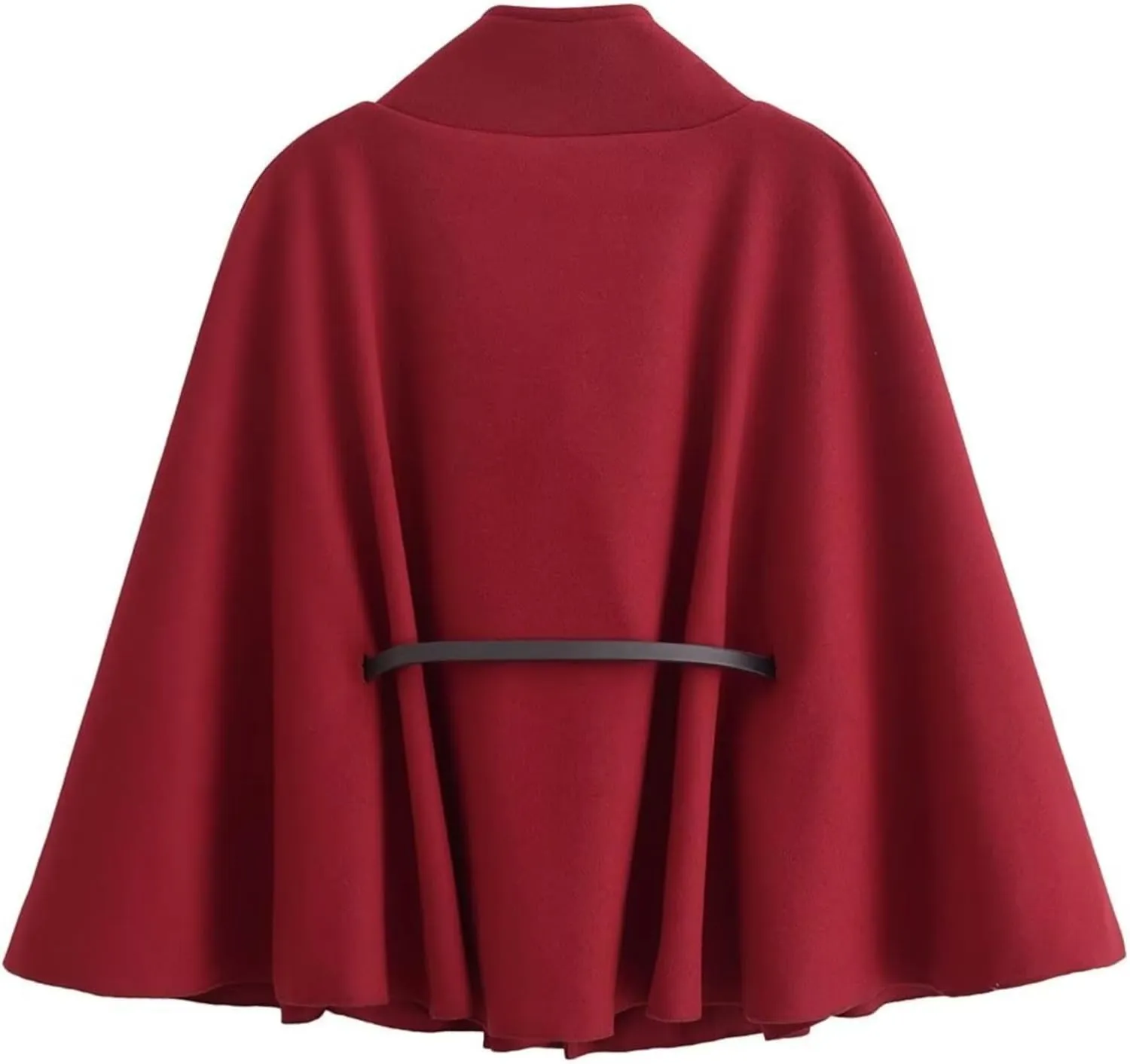 Perbai Women's Elegant Batwing Oversized Wool Blend Poncho Jacket Belted Winter Wrap Cloak Overcoat
