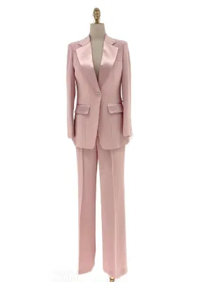 Pink Pant Suit - Women Silk Satin Trouser Suit