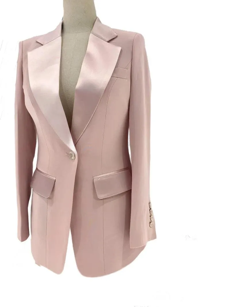 Pink Pant Suit - Women Silk Satin Trouser Suit