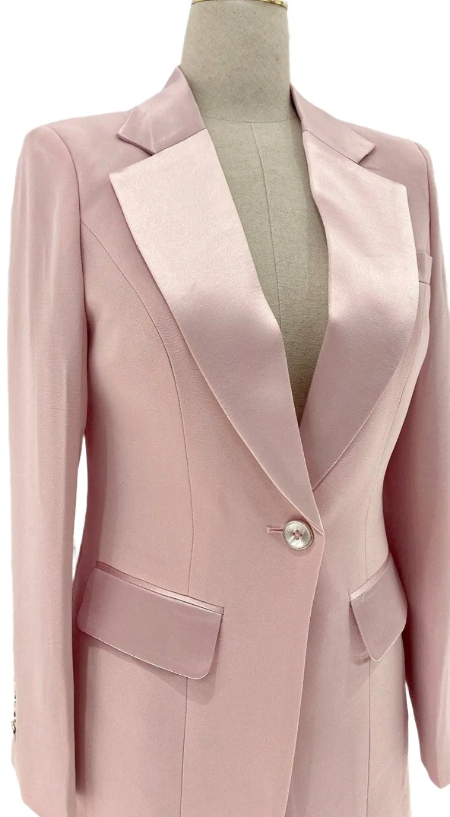 Pink Pant Suit - Women Silk Satin Trouser Suit