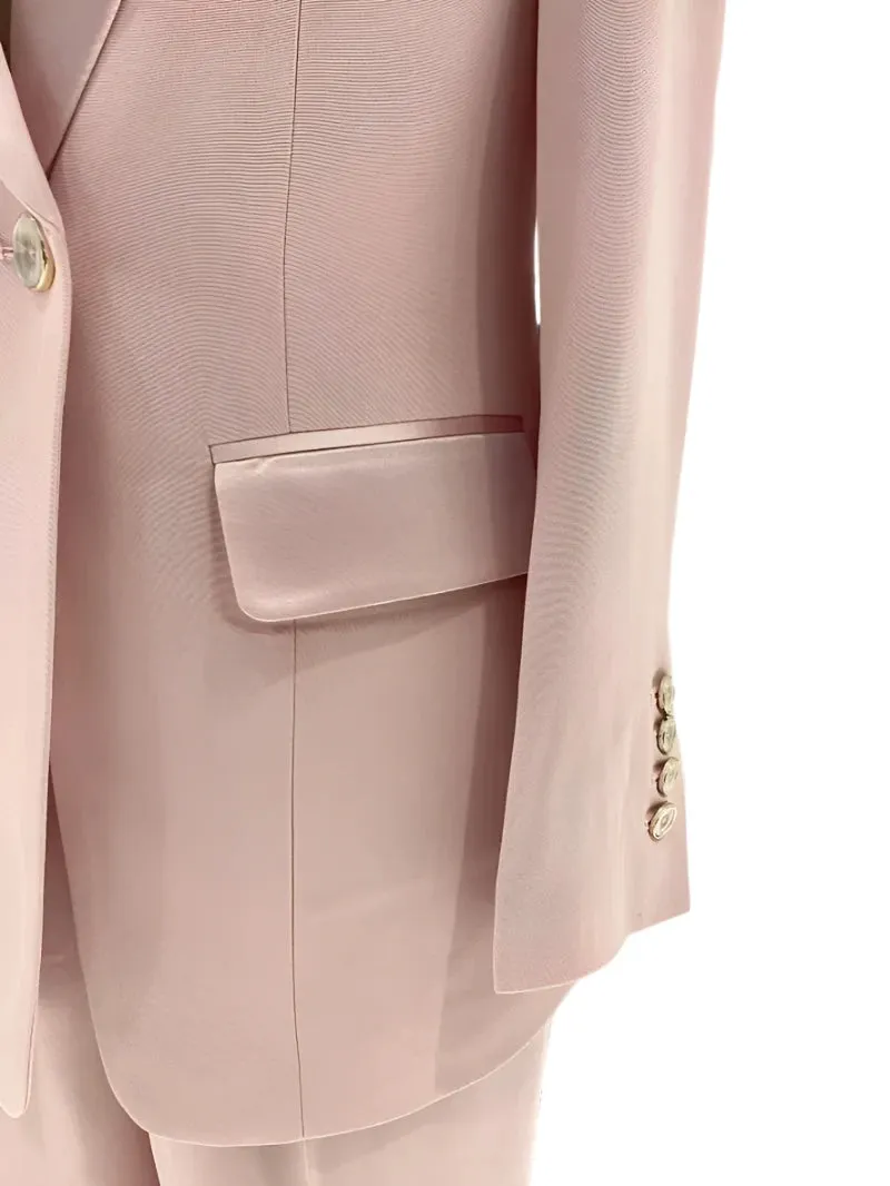 Pink Pant Suit - Women Silk Satin Trouser Suit
