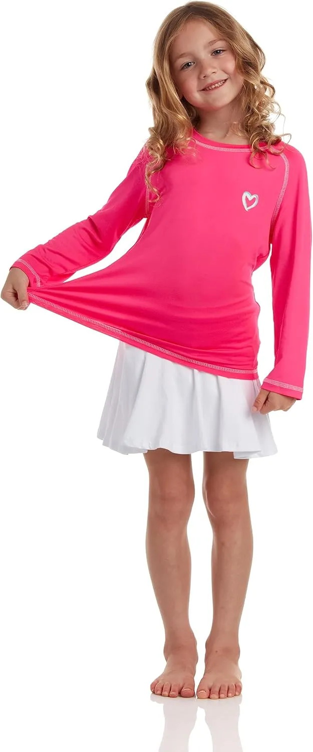 Pink Platinum Girls Rash Guard - UPF 50  Long Sleeve Quick Dry Swimwear and Sun Protection Swim Shirts for Girls (Size: 4-16)