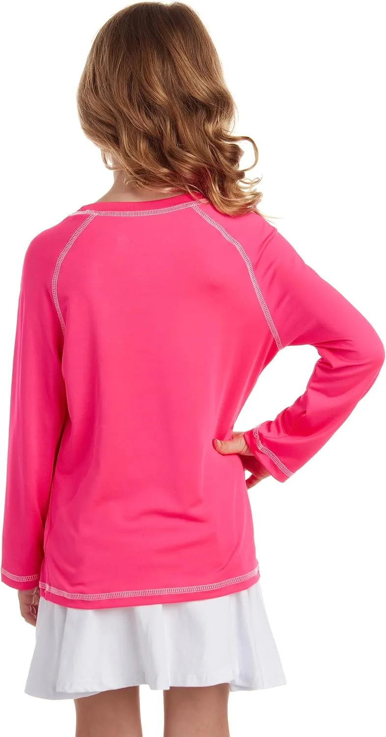 Pink Platinum Girls Rash Guard - UPF 50  Long Sleeve Quick Dry Swimwear and Sun Protection Swim Shirts for Girls (Size: 4-16)
