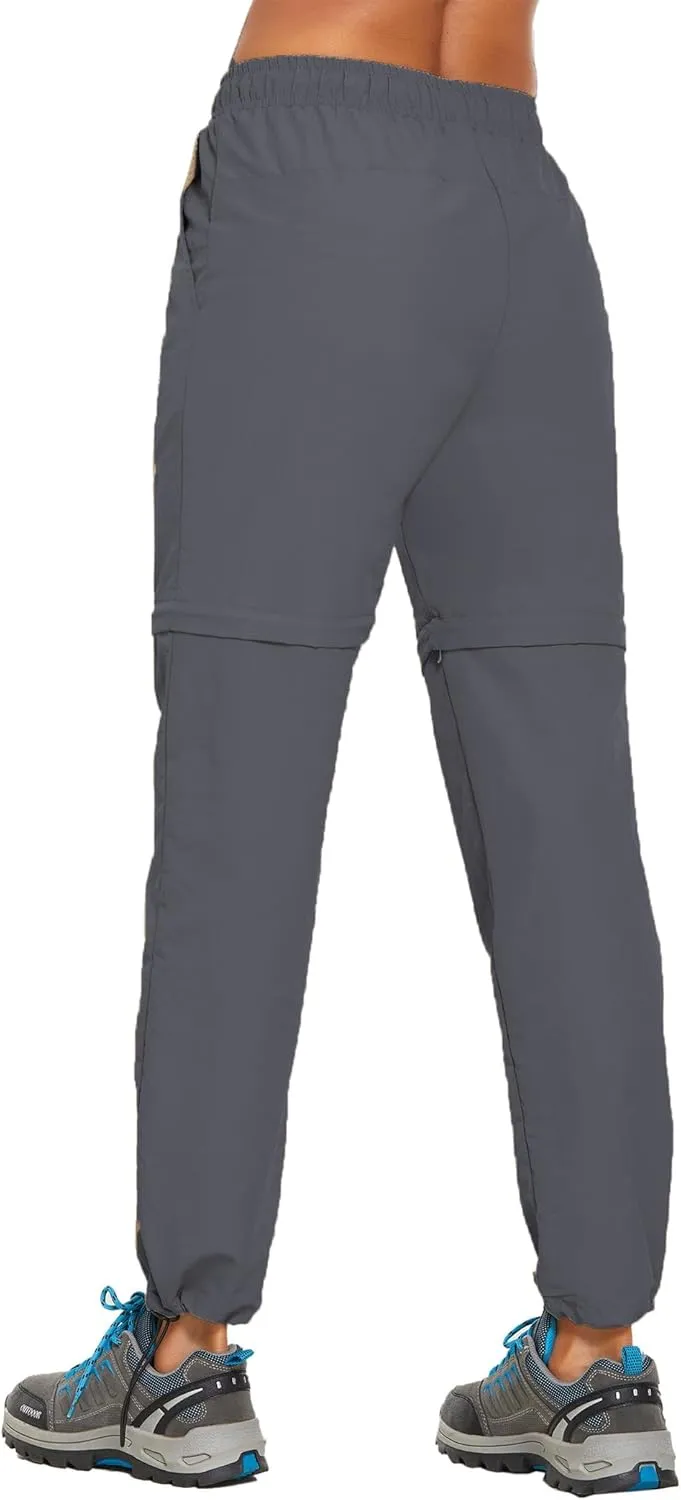 PINSPARK Women's Hiking Zip Off Pants Waterproof Convertible Shorts Lightweight for Camping Sweatpants with Pockets